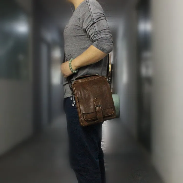 Винтажная Мужская сумка из натуральной кожи мужская кожаная маленькая сумка через плечо высокое качество