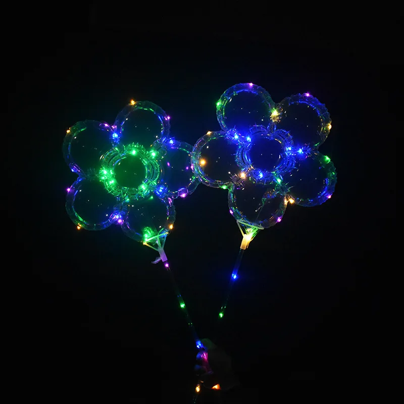 

Luminous LED Balloon with 70cm Stick Plum Blossom Shape Transparent 3m String Rainbow Lights Balloons Wedding Party Decor