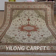 Yilong 9'x12 персидский ковер Шерсть/шелк изысканной ручной работы из шерсти и шелка, ковры(1371
