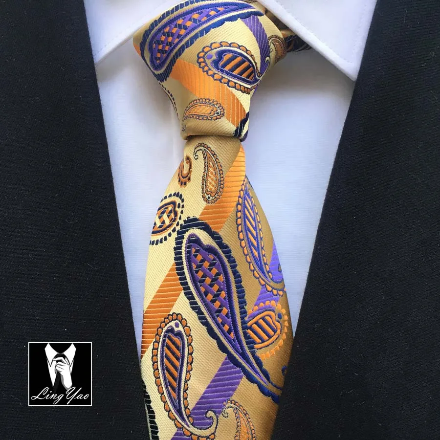 Роскошный формальный галстук 8 см Классический Галстук Пейсли с вышитым цветочным узором - Цвет: Picture Color