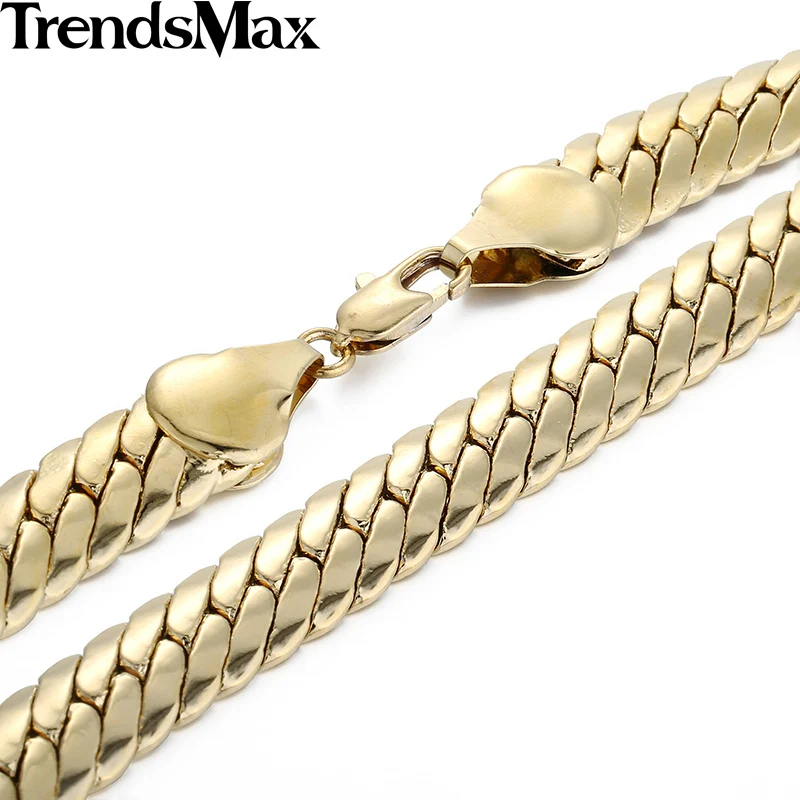 Trendsmax Gold Filled Cuban Necklace Mens Boys Curb Chain Link 11mm 49