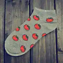 New Cotton Sock Summer Style Socks Fruit Eggplant Tomato Funny Emoji Printing Socks For Women