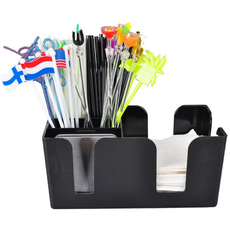 1pcs KTV Bar Tea shop Tissue Boxes Multifunction Straw Storage Box Tableware Rack Plastic Dinks Holder | Дом и сад