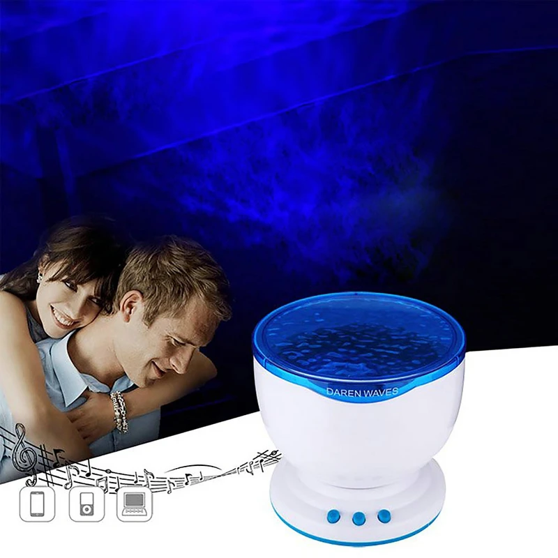 

Ocean Daren Waves LED Night Light Projector Speaker Romantic Relaxing Lamp New