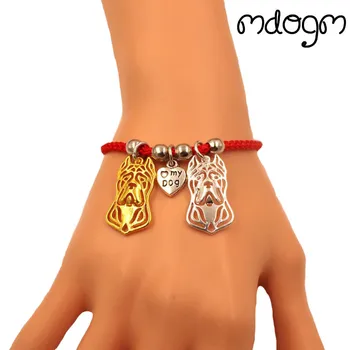 

Cane Corso Dog Animal Charm Bracelet For Women Men Couple Love Rope Male Female Pearl Red Heart Black Girls Cute Fashion