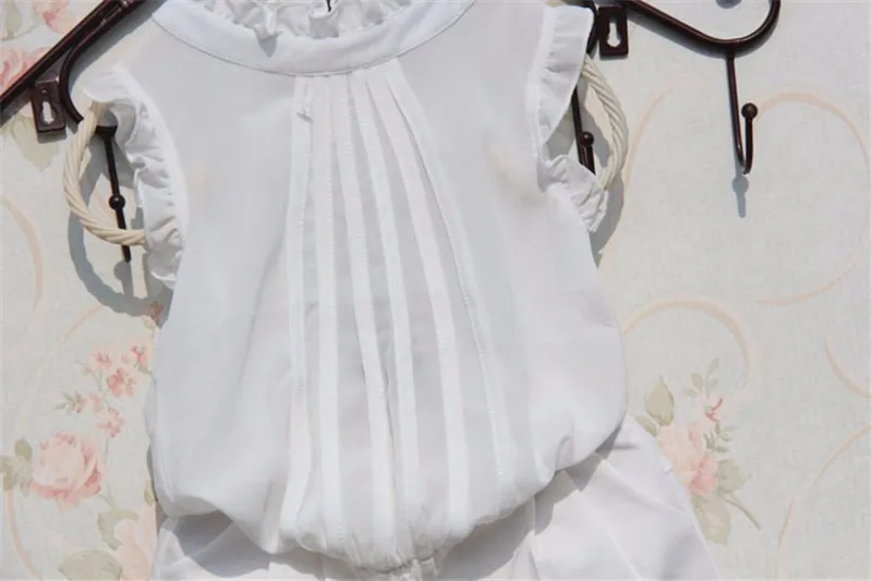 Новая летняя одежда для маленьких девочек, детская одежда, модный шифоновый жилет с кружевным воротником, детская блузка, рубашка, 8 цветов, для От 1 до 16 лет, AA1301