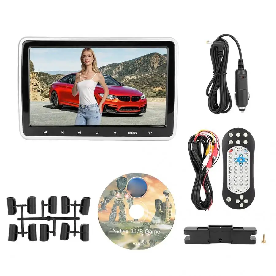 Автомобильный MP3 плеер HD 10 1 дюймов цифровой экран подголовник dvd FM Радио Аудио