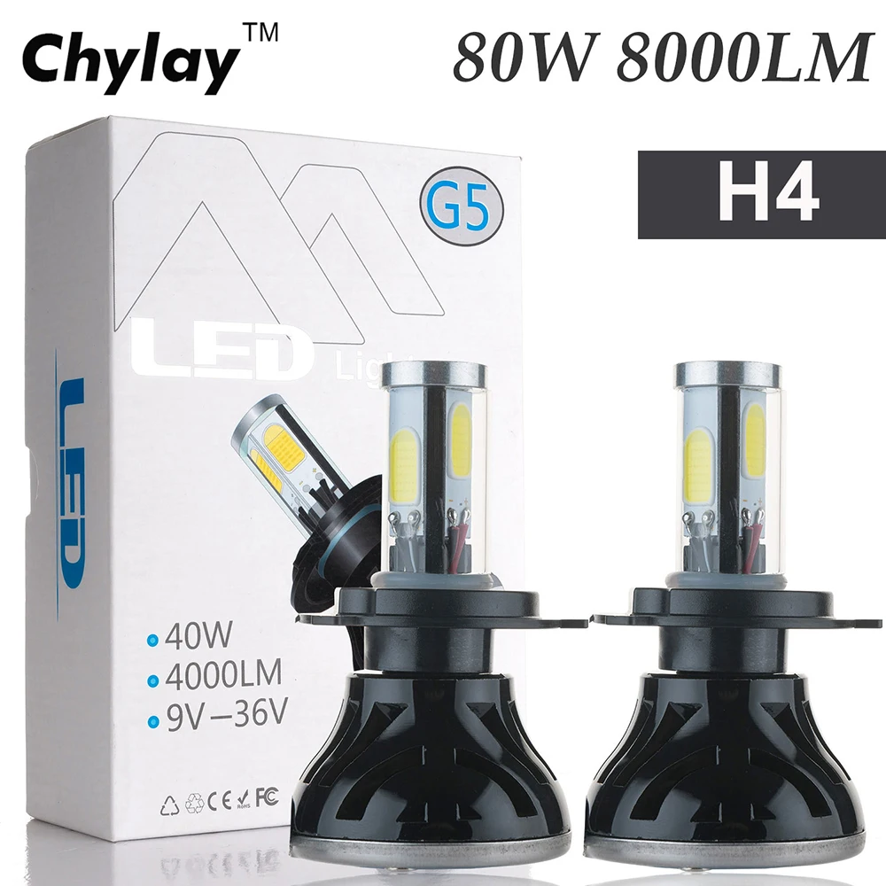 2x All in One Led font b Lamp b font h4 80W 8000LM H7 H11 9005