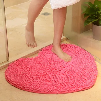 

Heart Shaped Front Door Mats Anti-slip Absorbent Bathroom Mat Chenille Bedroom Floor Rug Kitchen Carpet Toilet Tapete Porch Mat