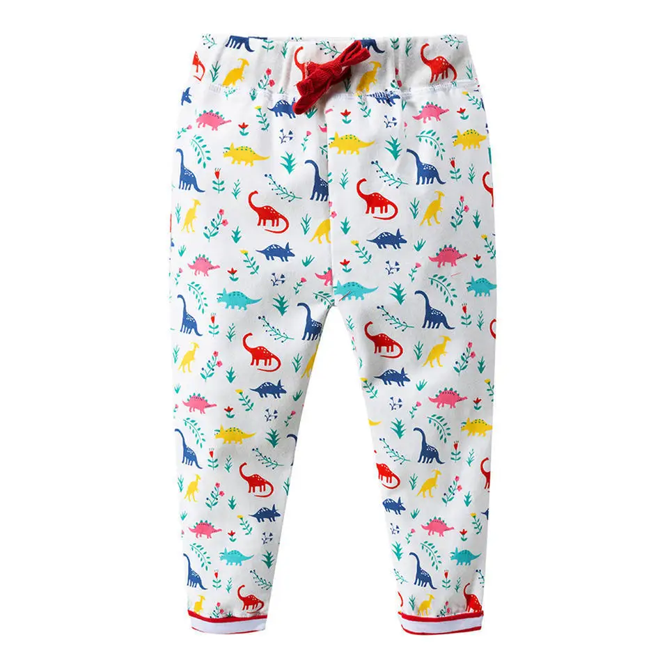 

Littlemandy Cotton Dino Pants With Animal Dinosoaur Applique Children Trousers 2018 New Autumn Winter Baby Clothes Sweaterpants