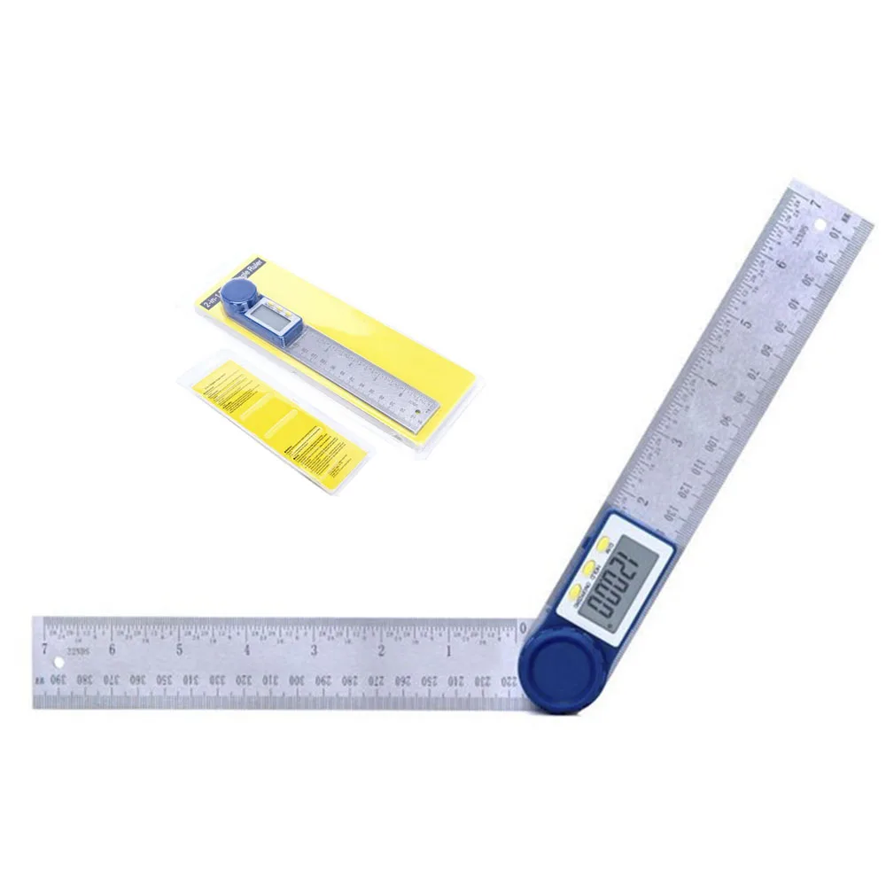  2in1 Stainless Steel Digital Angle Finder Ruler 360 Degree Measure Angle Length Digital Ruler Protr