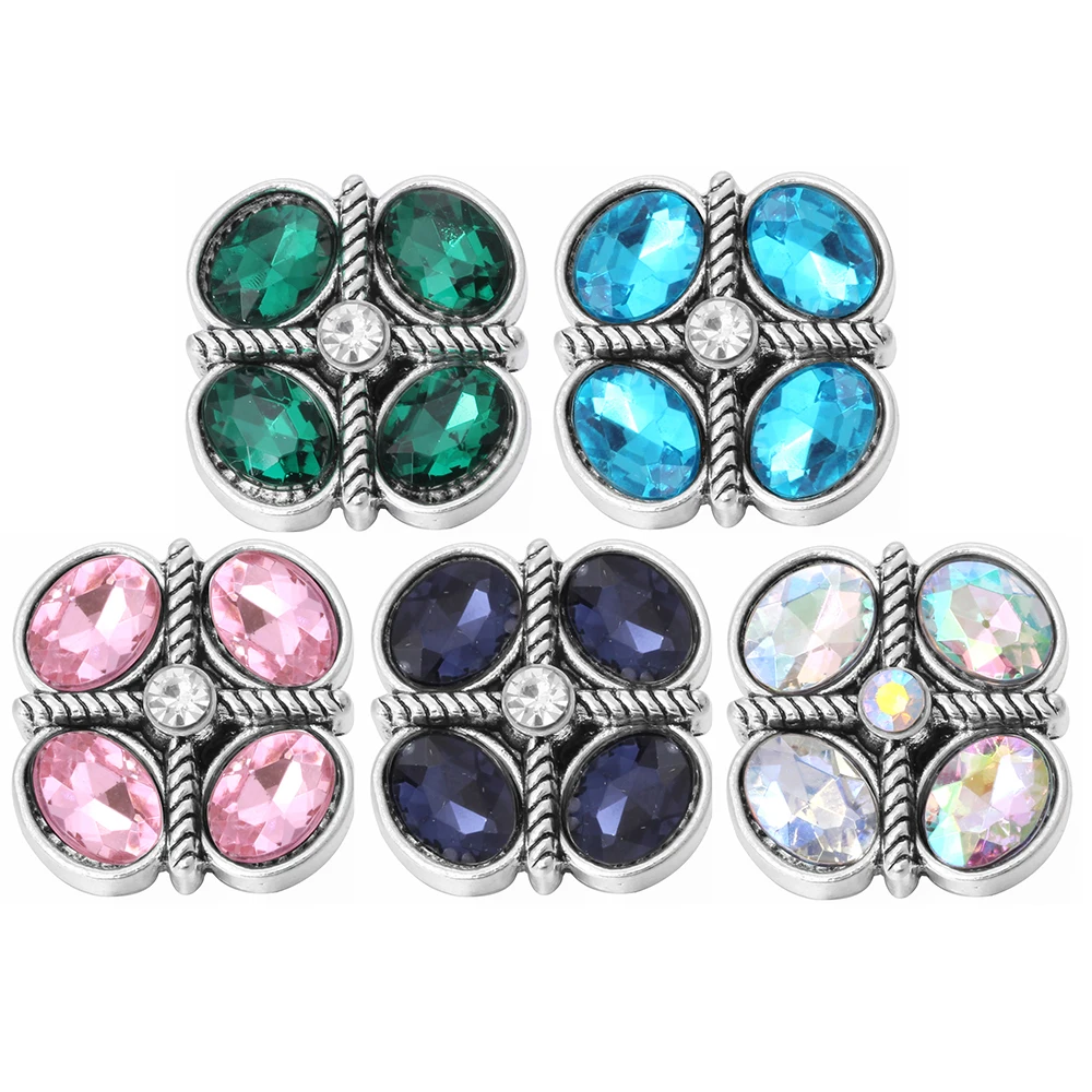 

5pcs/lot New Snap Buttons Jewelry Metal 18mm Rhinestone Flower Cross Snap Button Fit Snap Necklace Snap Bracelet Women Jewelry