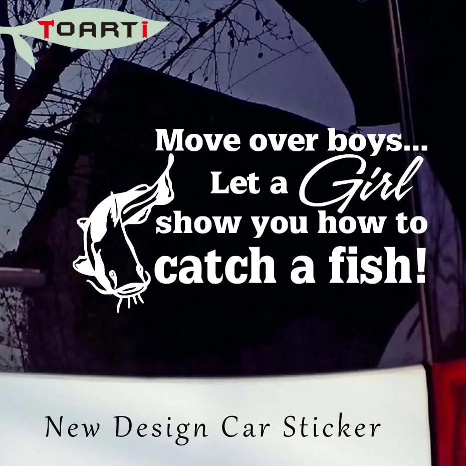 Pindah Gadis Menangkap Ikan Lucu Mobil Stiker Styling Aksesoris