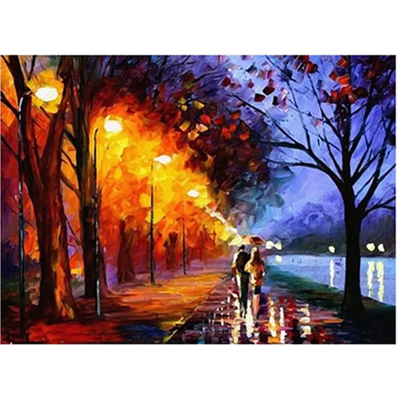 

Painting By Numbers DIY Dropshipping 50x65 60x75cm Romantic Street light Scenery Canvas Wedding Decoration Art picture Gift