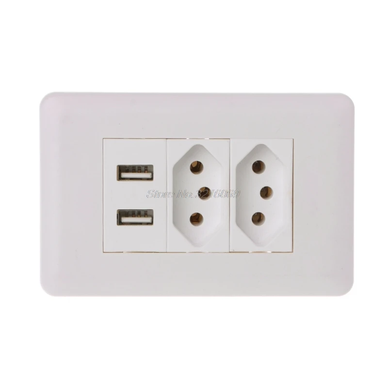 Wall Power Brazil Socket 15A Brasil Standard Double Soquete 5V 2100mA Dual USB Charger Port 115mm*75mm AC 110~250V Wall Power Brazil Socket 15A Brasil Standard Double Soquete 5V 2100mA Dual USB Charger Port 115mm*75mm AC 110~250V