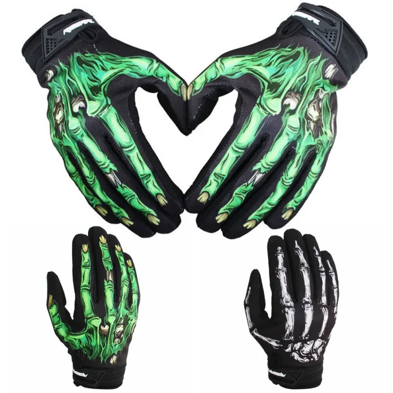 Shina Mens Cycling Biker Racing Motorcycle Skeleton Goth Skull Bone Full Finger Gloves L