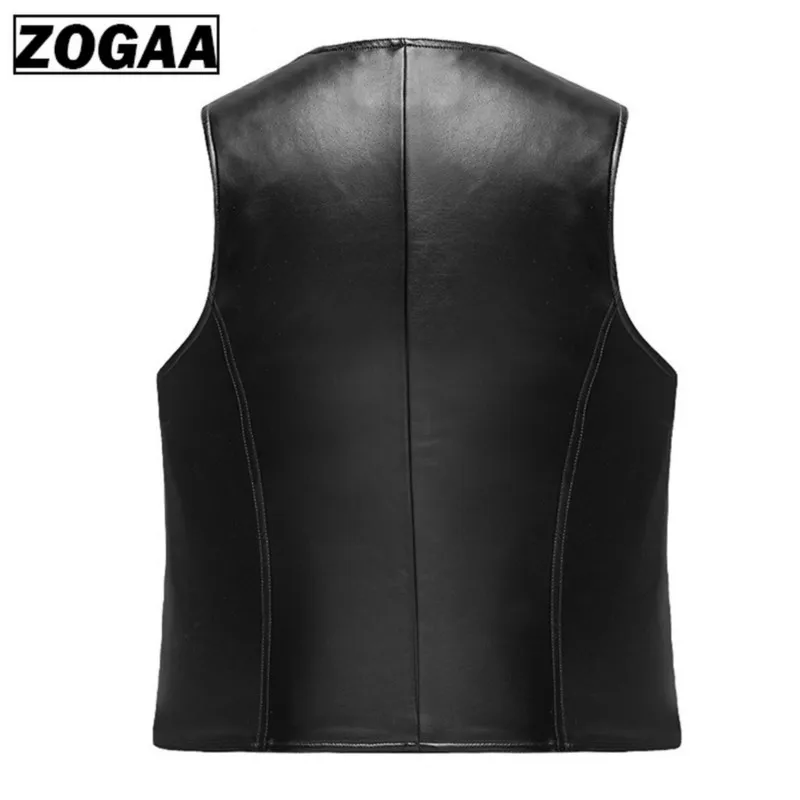 ZOGGA 2019 Black Leather Vest Men 5XL Winter Slim Fit Waistcoat Gentleman Genuine Sheepskin Leather Business Sleeveless Jackets ZOGGA 2019 Black Leather Vest Men 5XL Winter Slim Fit Waistcoat Gentleman Genuine Sheepskin Leather Business Sleeveless Jackets