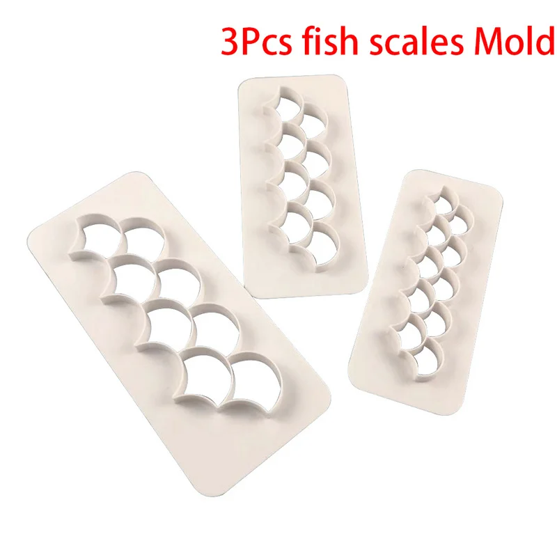 

3Pcs Fish Scale Cloud Geometric Cookie Cutter Plunger Biscuit Fondant Cake Molds Embosser Decoration Baking Tools Mold