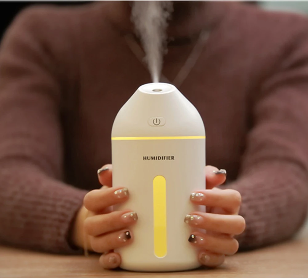 

320ML Ultrasonic Air Humidifier Usb Essential Oil Aroma Diffuser Fogger Cool Mist Humidifier with LED Light for Home Car