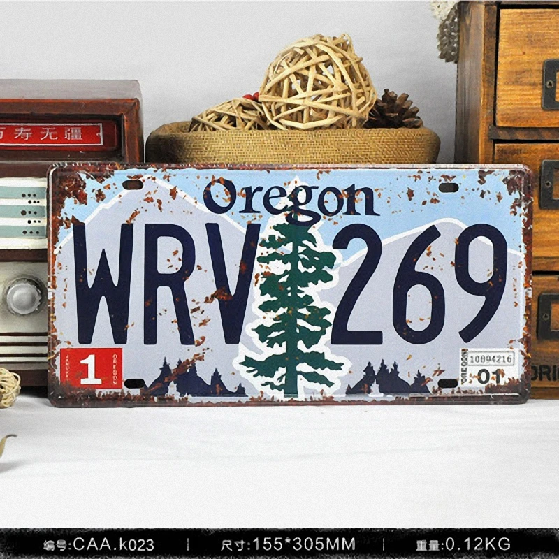Oregon WRV 269Vintage License Plate Retro Iron Painting