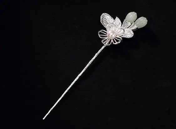 

S925 925 silver hairpin hair stick flower vintage 14cm