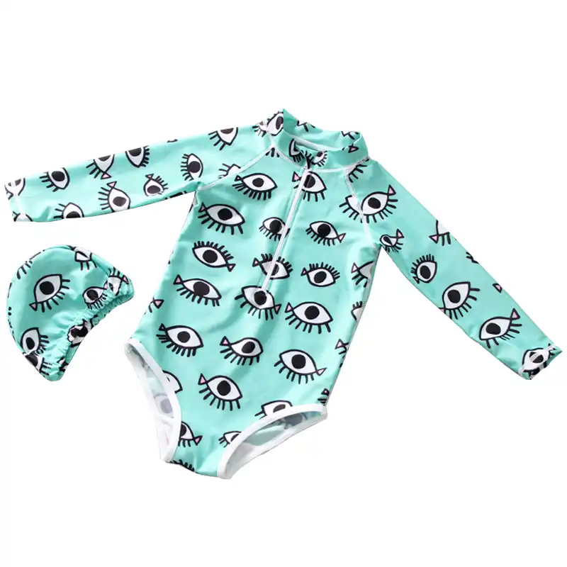 baby swim long sleeve zip suit