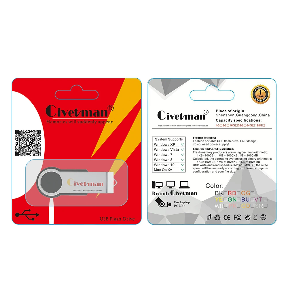 USB флеш накопитель Civetman 256 ГБ 128 64 32 16 ГБ|128g flash drive|flash pen driveflash drive |