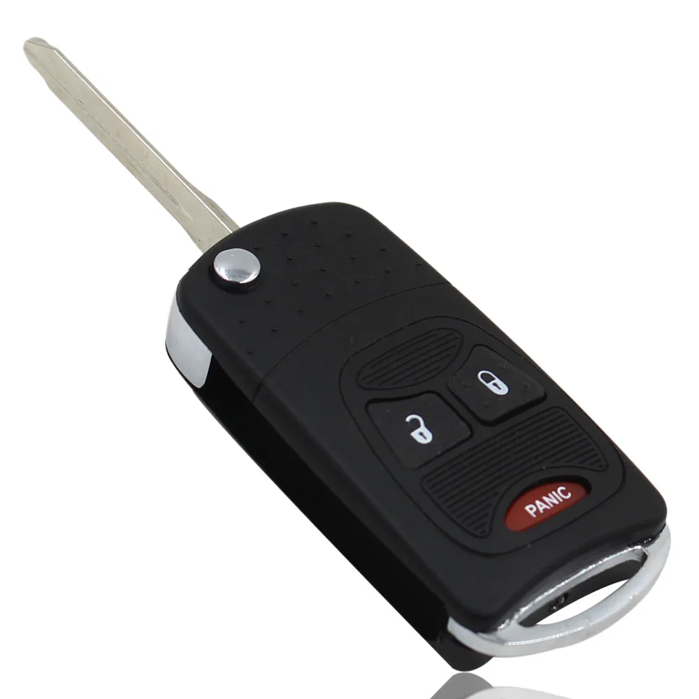 

2 +1Panic 3 Buttons Remote Folding Flip Key Shell Fob Car Case Cover For Chrysler Dodge Jeep Nitro Caliber Patriot Town Country