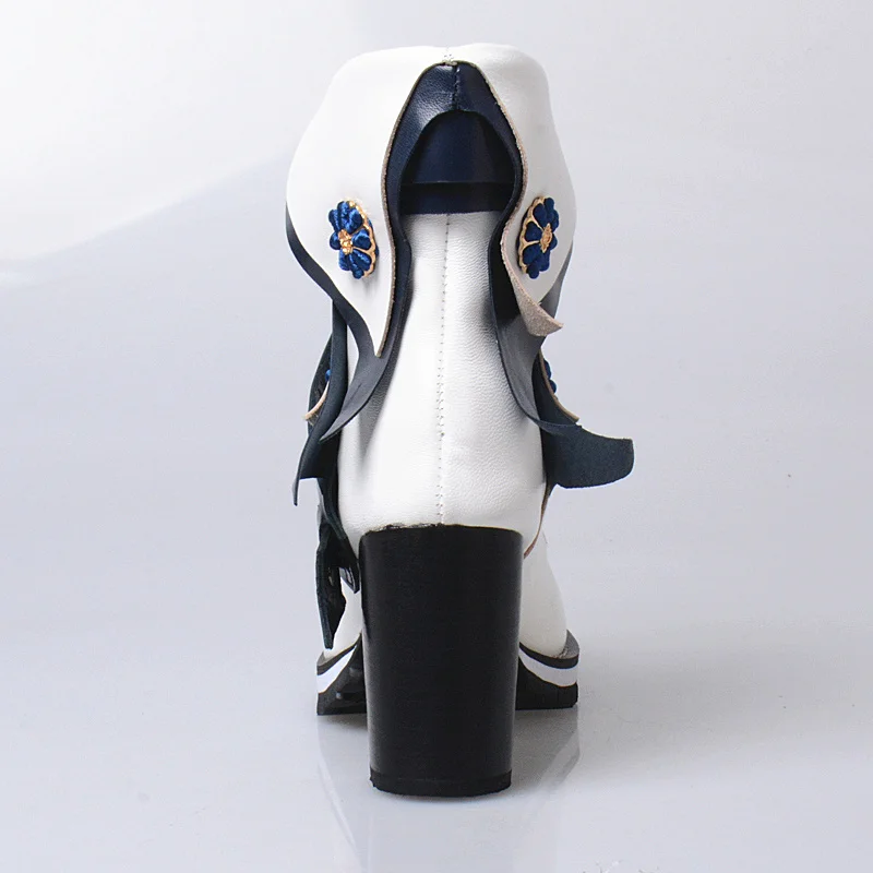 Jady Alto Británico Rosa Verano Las Bombas Mujeres Mujer Grueso Zapatos Tobillo Correas Genuino rojo Blanco Azul amarillo Plataforma Con De Tacón Botas Cuero rrgxT6