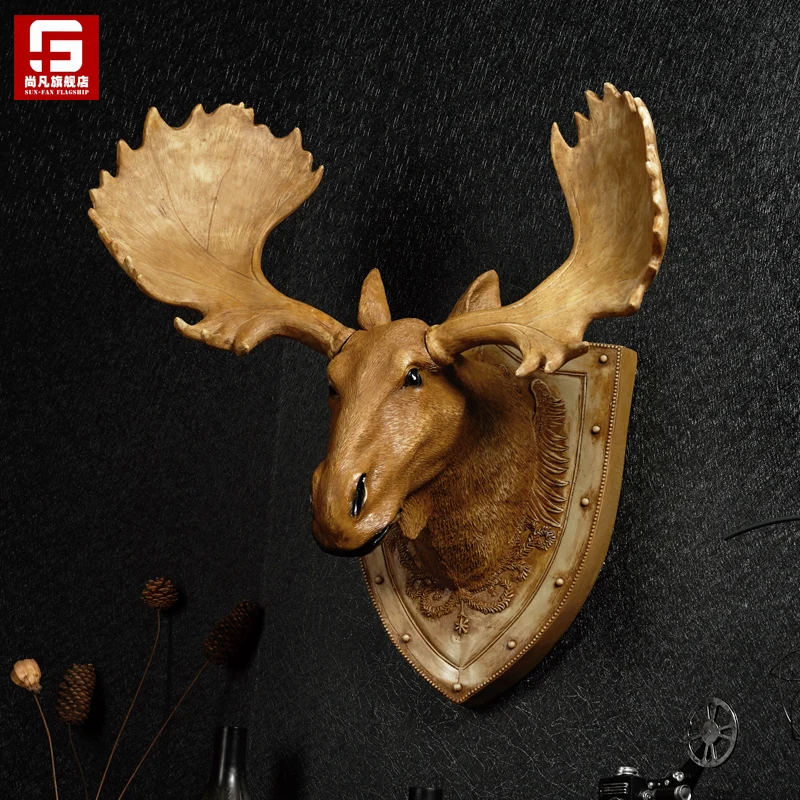 

head Arts Crafts Where is the large European deer head hanging American bar wall decoration shop wall coffee shop Vintage Pendan