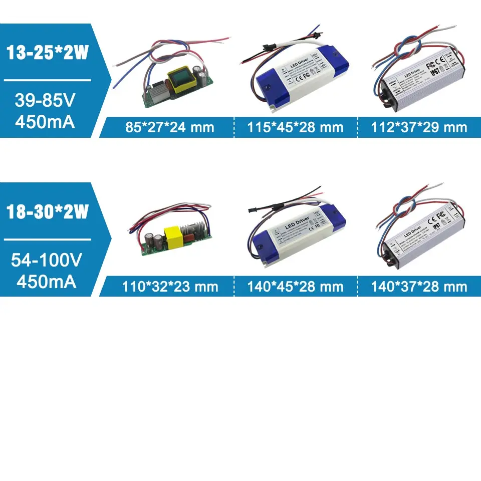 Светодиодный драйвер 2 Вт 4 Вт 6 Вт 8 Вт 10 Вт 12 Вт 18 Вт 24 Вт 36 Вт 450мА трансформаторы 2 Вт светодиодный SMD для DIY лампы питания