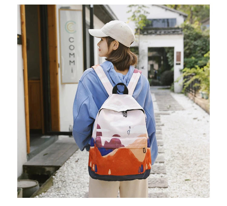 Menghuo Fresh Canvas Backpack Women Landscape School Bags for Teenagers Girls New Backpack Travel Bag Rucksack Mochilas Knapsack_24