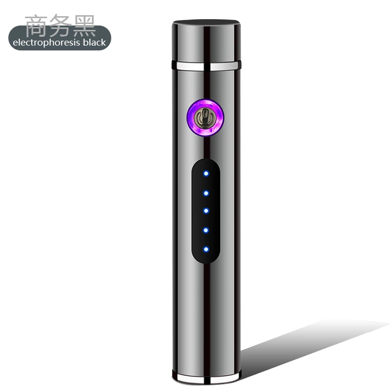 Новая двойная плазменная дуговая зажигалка, ветрозащитная электронная USB зарядка, сигарета, электрическая зажигалка для курения - Цвет: black