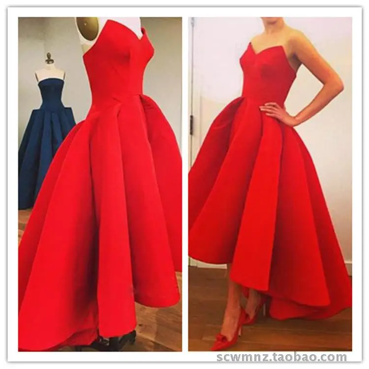 KSD417 New Simple Prom Dress Red Sweetheart Front Short Bacl Long