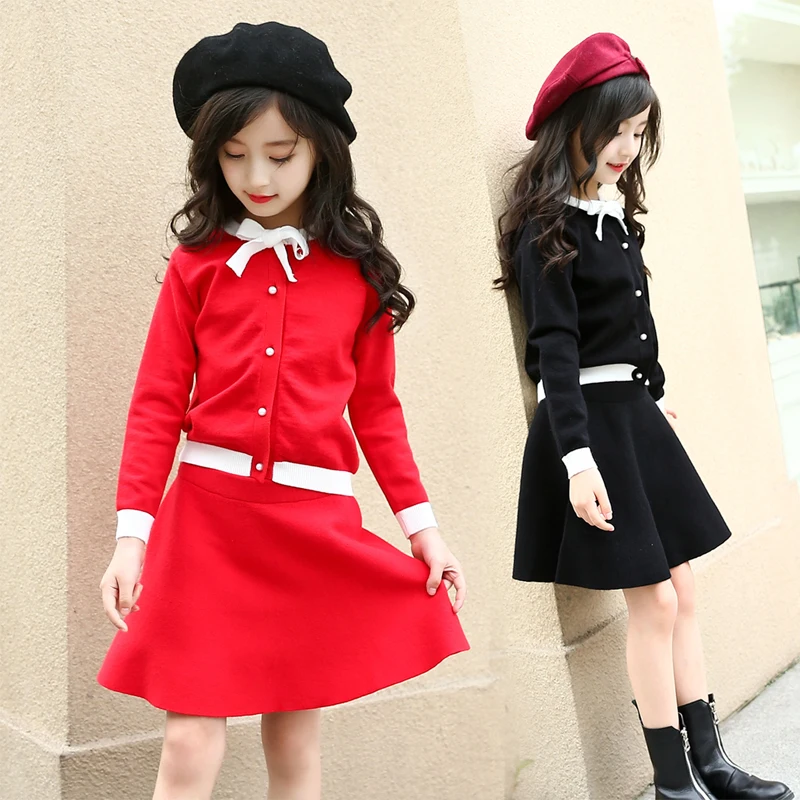 Kids Girls Clothing Sets Fall New 2018 Teenage Girls Skirt and Top Sets 2 Pcs Little Girls