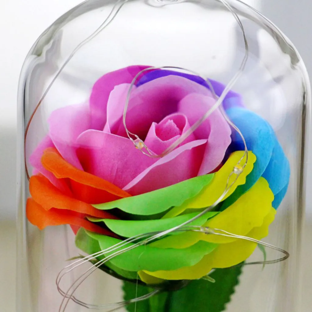 Романтические стеклянные розы, искусственные цветы, светящийся венок, украшение стола, аксессуары, домашний декор, интерьер, подарки на год