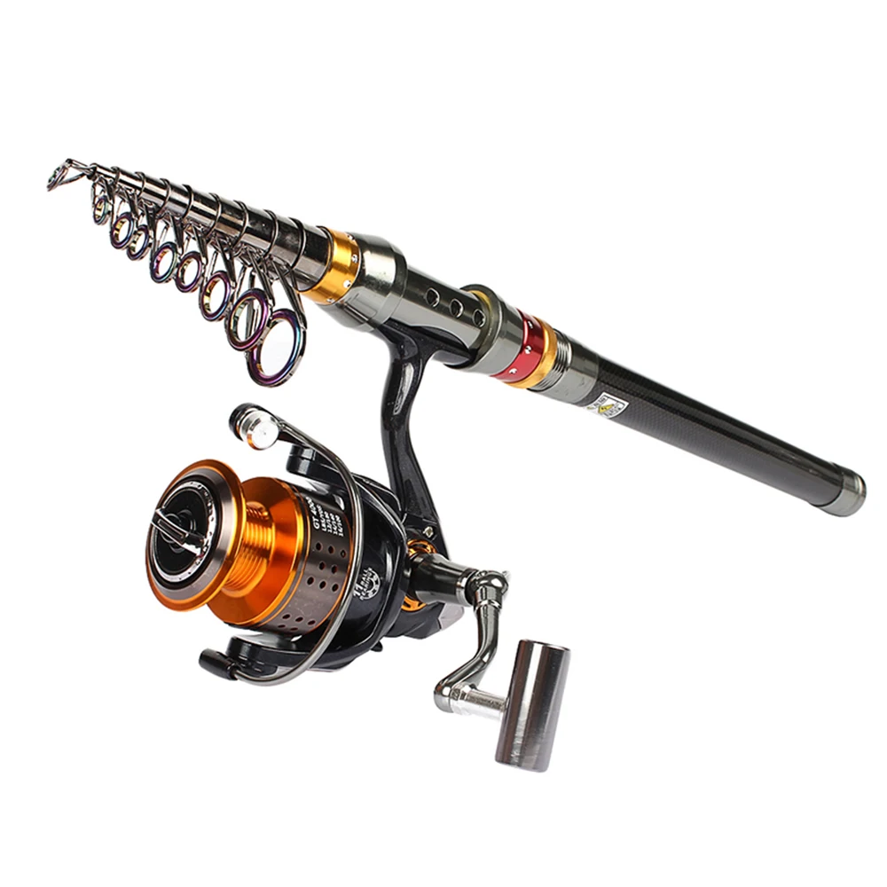 Image Goture Fishing Reel And Rod Combo Set 1.8 3.6M Telescopic Fishing Rod + 11BB Spinning Reel GT 4000