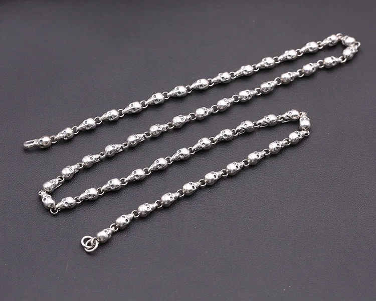 4,5 мм 925 пробы серебряный Ретро мужской череп звено Байкер ожерелье цепь ювелирные изделия подарок A1486