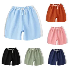 Летние детские шорты для детей ясельного возраста, Для детей мальчиков и девочек льняные Рубашки домашние штаны с эластичной резинкой на талии одежда Повседневная одежда для сна