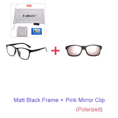 Ralferty, магнитные солнцезащитные очки для мужчин, оправа для очков с зажимом, солнцезащитные очки для женщин, поляризационные, UV400 TR90, 3D очки ночного видения A2201 - Цвет линз: 1Frame Pink Clip