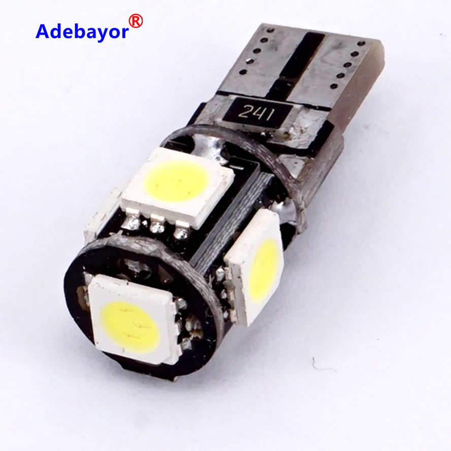 100 шт. T10 194 W5W 5 SMD 5050 Светодиодная лампа CANBUS без ошибок внутренняя автомобильная 1 Вт клиновидная боковая лампа белого, синего, красного, розового, голубого цвета