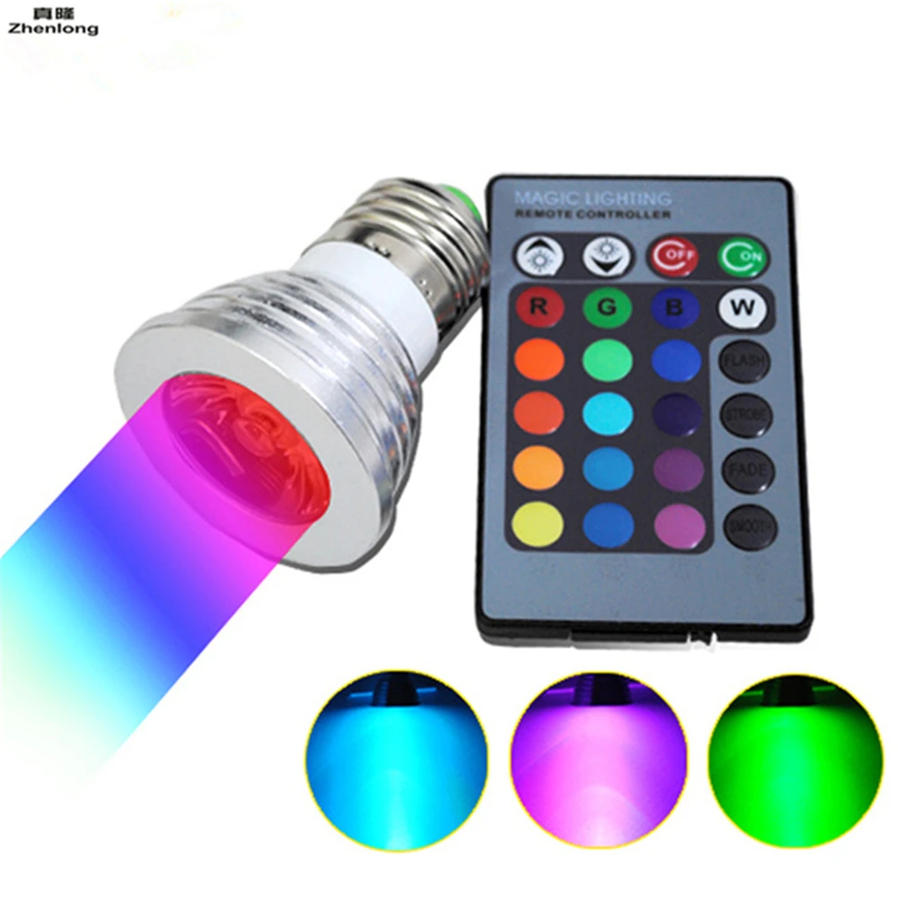 

3W E27 GU10 RGB Memory Function LED Bulb Light 16 Color RGB Changing Lamp Spotlight With Remote Controller for Home Party