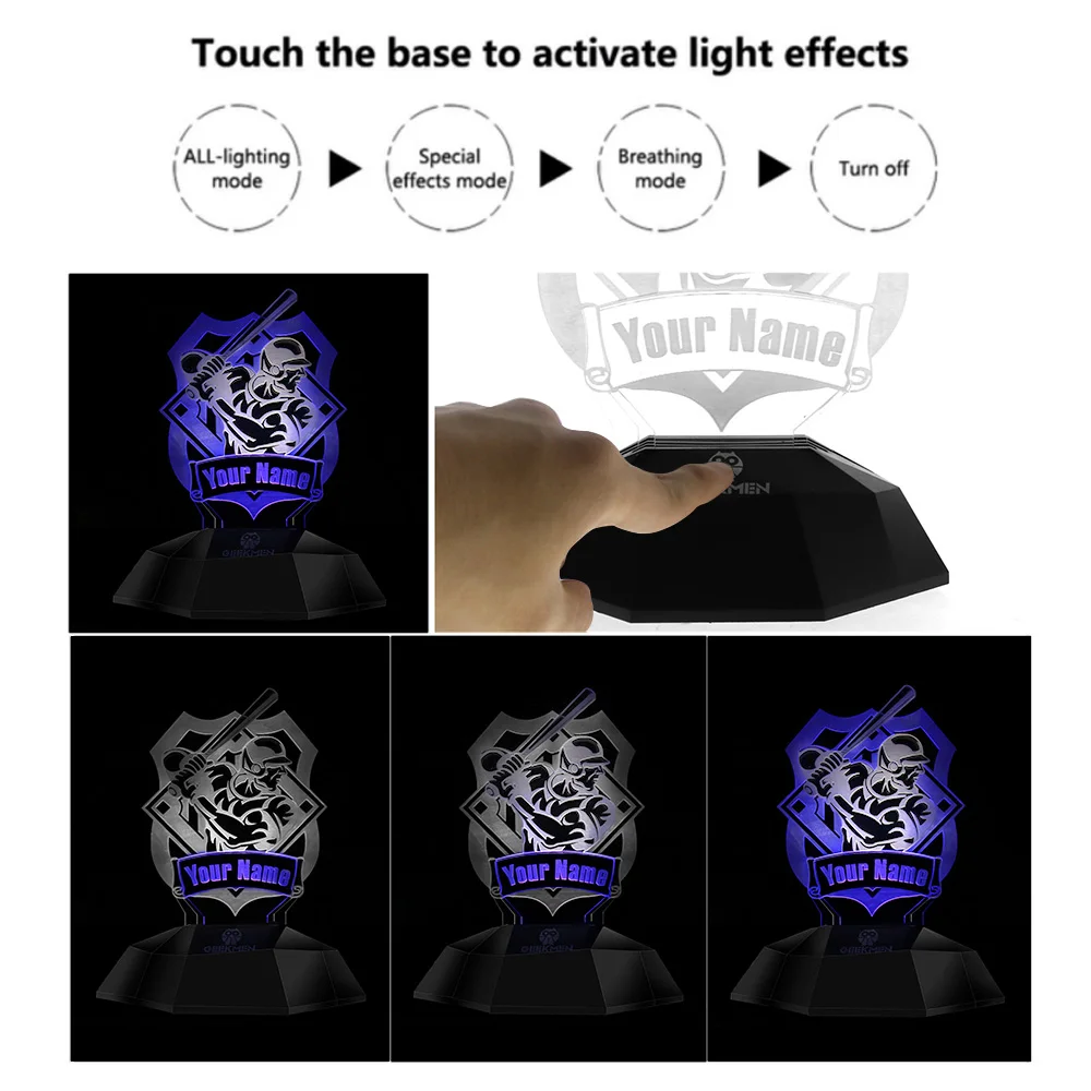 Бейсбол плеер 3D линия лампа Пользовательские Ваше имя светодиодный ночник настольная лампа Софтбол спортсмен индивидуальное