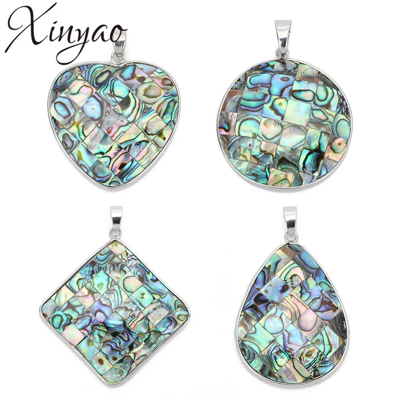 

XINYAO New Zealand Natural Abalone Shell Pendant Charm Egg/Water Drop/Heart/Cross Shape Shell Pendants Diy Jewelry Making F7633