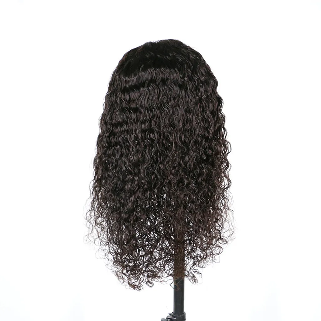 

Factory price 1pc Women Fashion Lady Black Less Lace Front Wig Bob Wave Natural Looking 50cm Cosplay Costume Wigs Stand Feb28