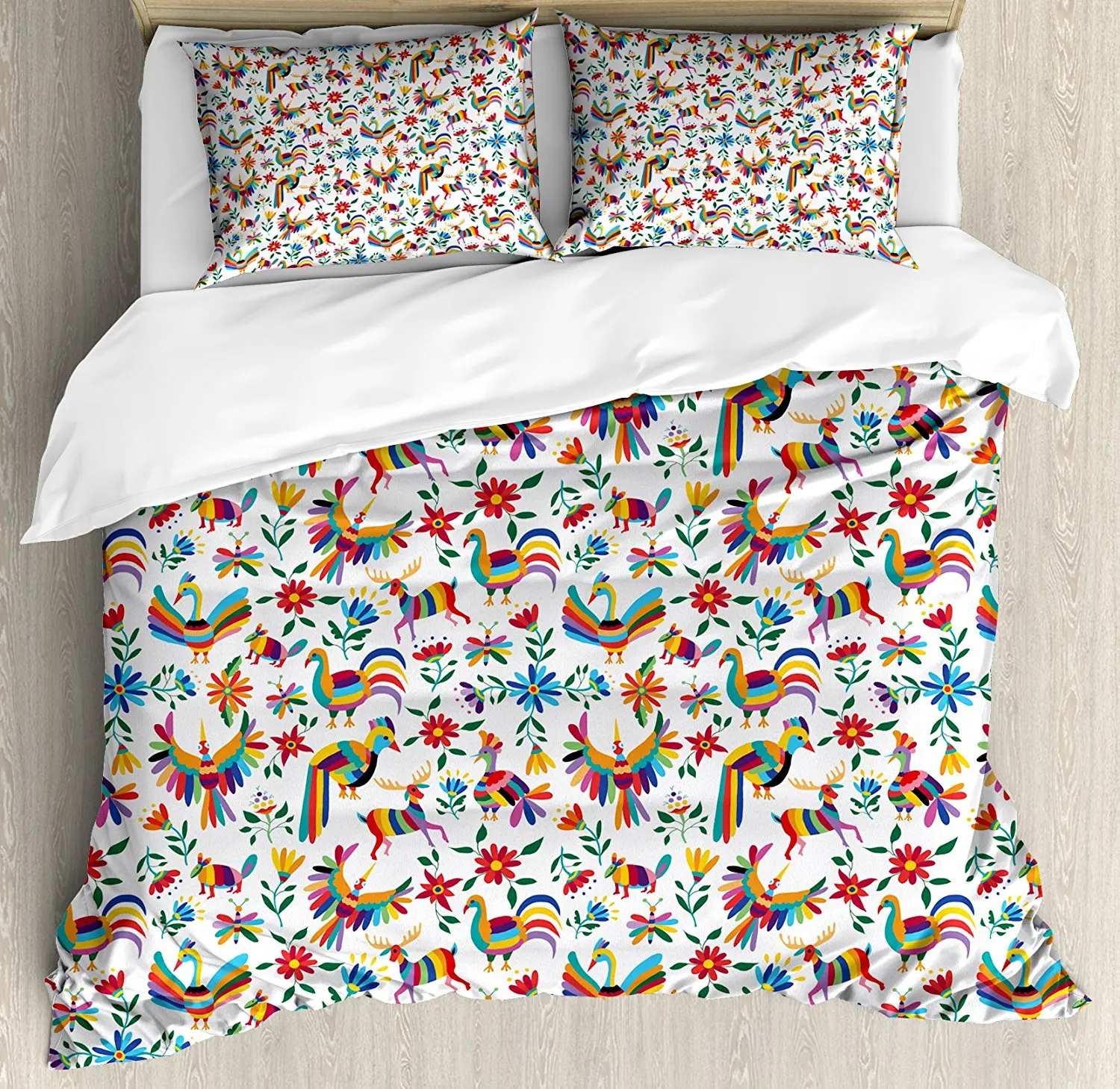 Mexican Duvet Cover Set Traditional Latin American Art Design with