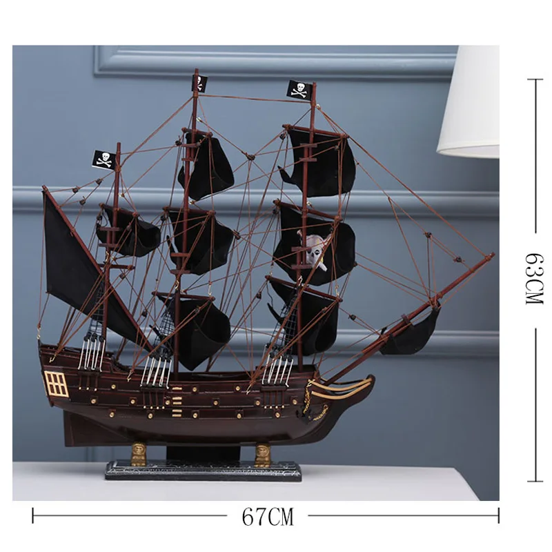 LUCKK 70 см черный жемчуг пиратские корабль деревянная модель парусника украшение интерьера дома аксессуары сборка вечерние подарки Декор