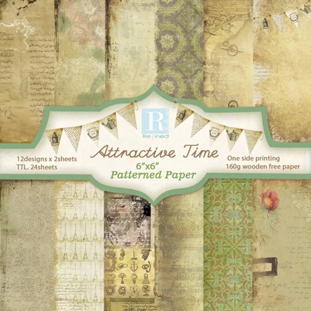 

New! 24 Sheets Attractive Time Scrapbooking Pads Paper Origami Art Background Paper Card Making DIY Scrapbook Paper Craft