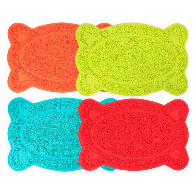 PVC Bone Footprints Pet Placemat Pet Dog Cat Feeding Mat Pad Food Water