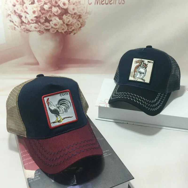 الديك الحيوان التطريز قبعة بيسبول الرجال النساء Snapback قبعات تنفس شبكة الهيب هوب القبعات للجنسين أكل الدجاج العظام Casquette